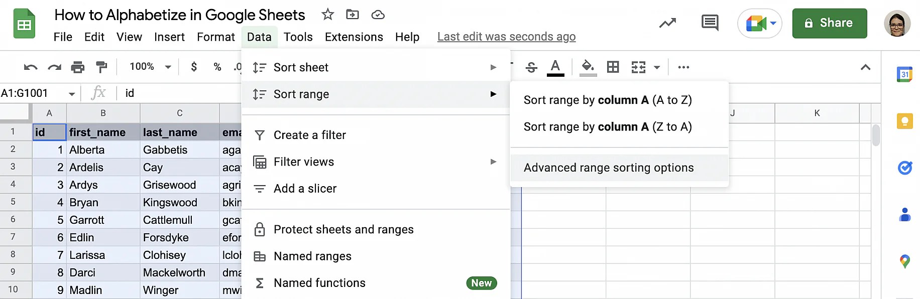 How to Alphabetize in Google Sheets Guide) Layer Blog