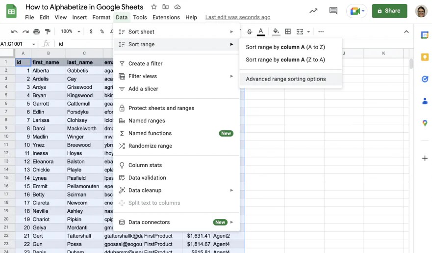 How to Alphabetize in Google Sheets Guide) Layer Blog