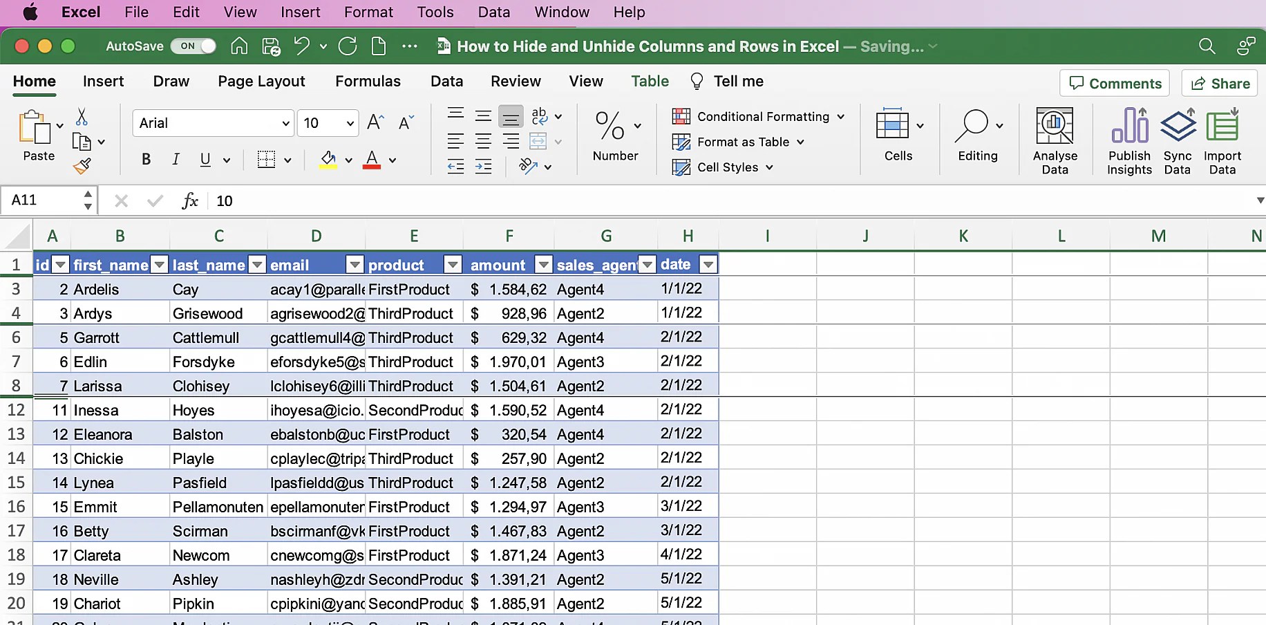 How to Hide and Unhide Columns and Rows in Excel Layer Blog