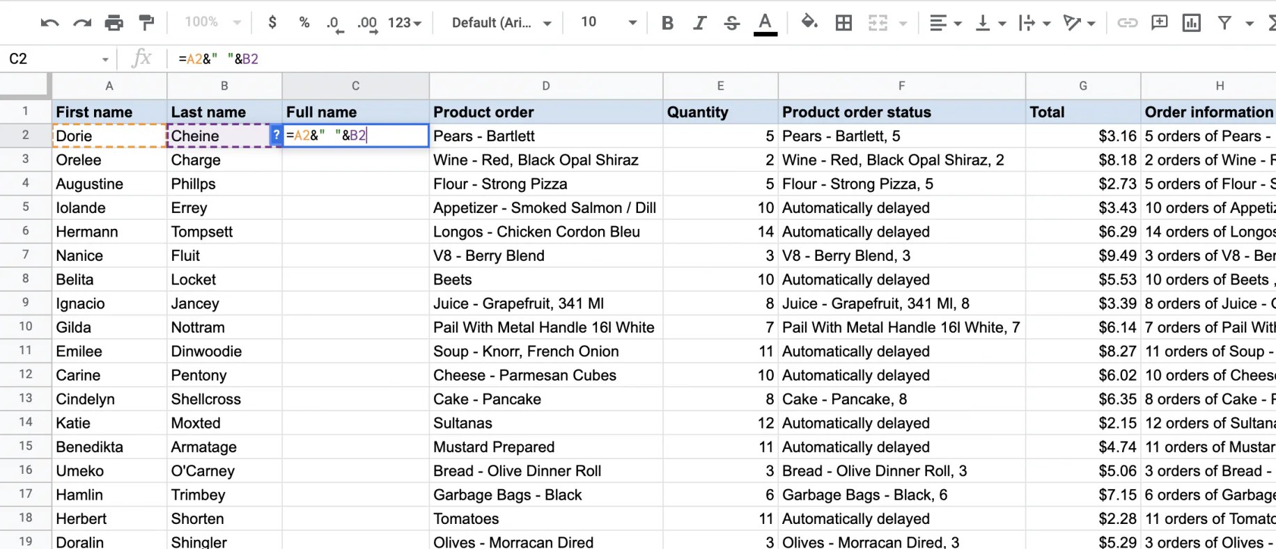 Google Sheets CONCATENATE Guide + Examples) Layer Blog