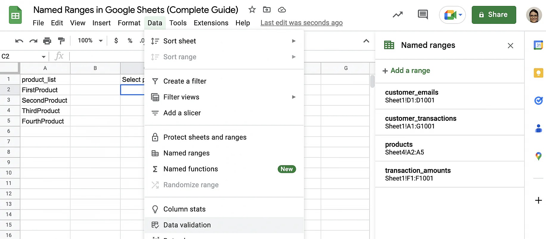 Named Ranges in Google Sheets Guide) Layer Blog