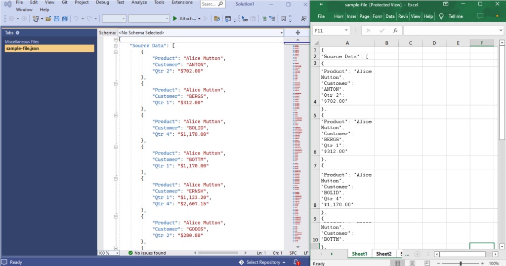 Change EXCEL to JSON and JSON to EXCEL in Node.js