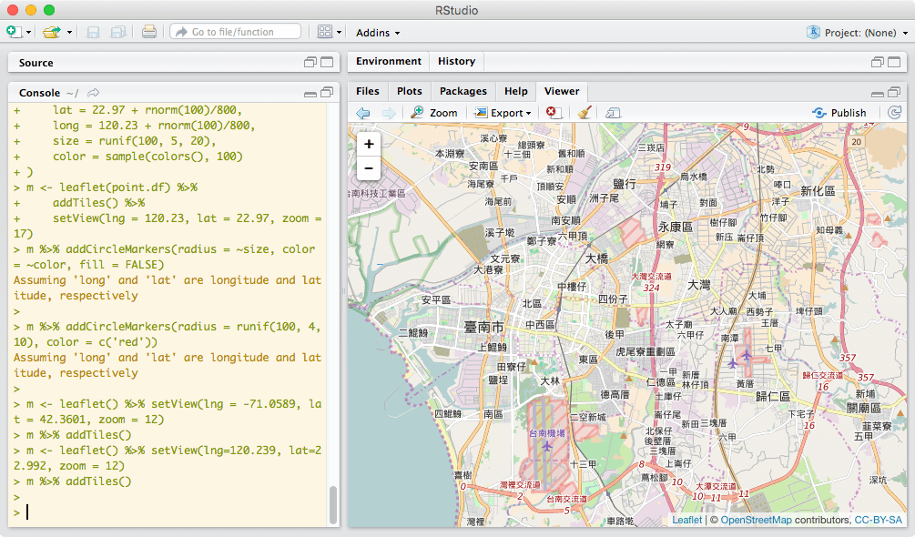 R Leaflet 地圖套件：繪製網頁互動式地圖，呈現經緯度座標資料 頁2，共3 G. T. Wang