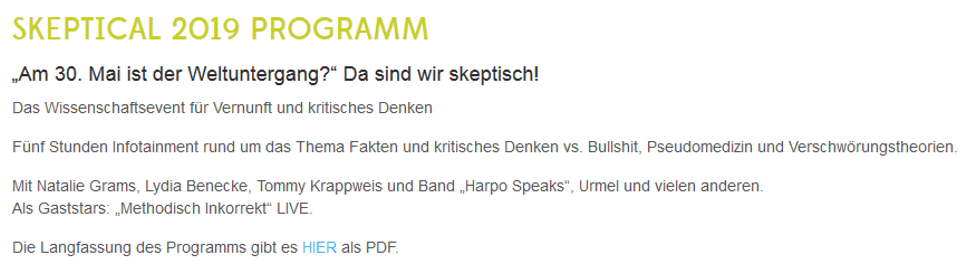 „Evokids“ Anna Beniermann beim Skeptical am 30. Mai in Augsburg gwup