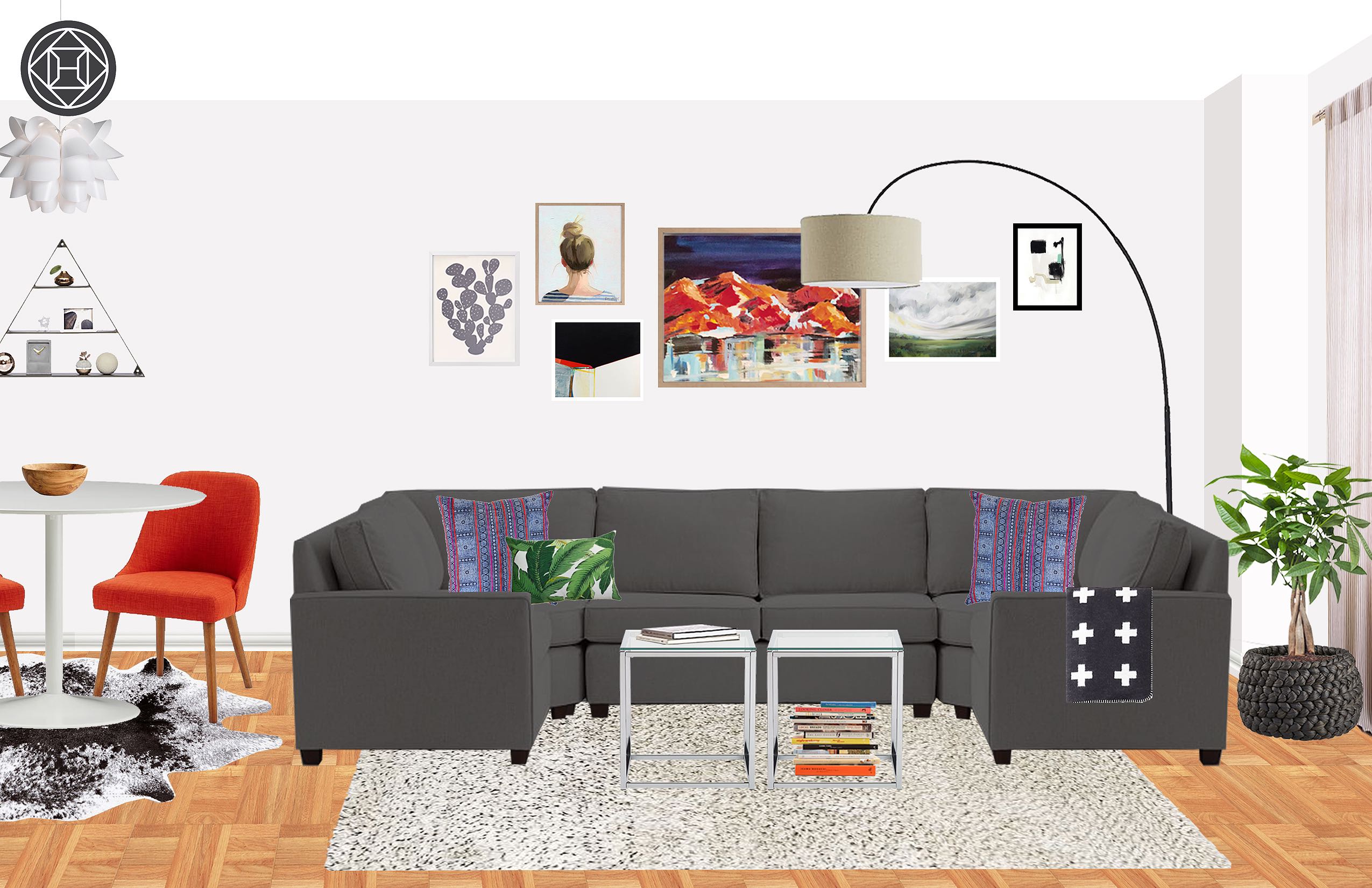 Shop The Look A Colorful MidCentury Modern Living Room The Havenly Blog