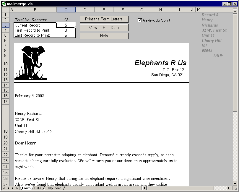mailmerge Học Excel Online Miễn Phí