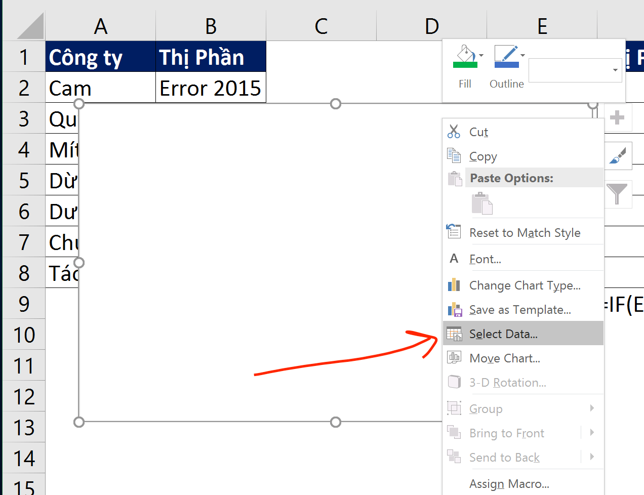 selectdatachart Học Excel Online Miễn Phí