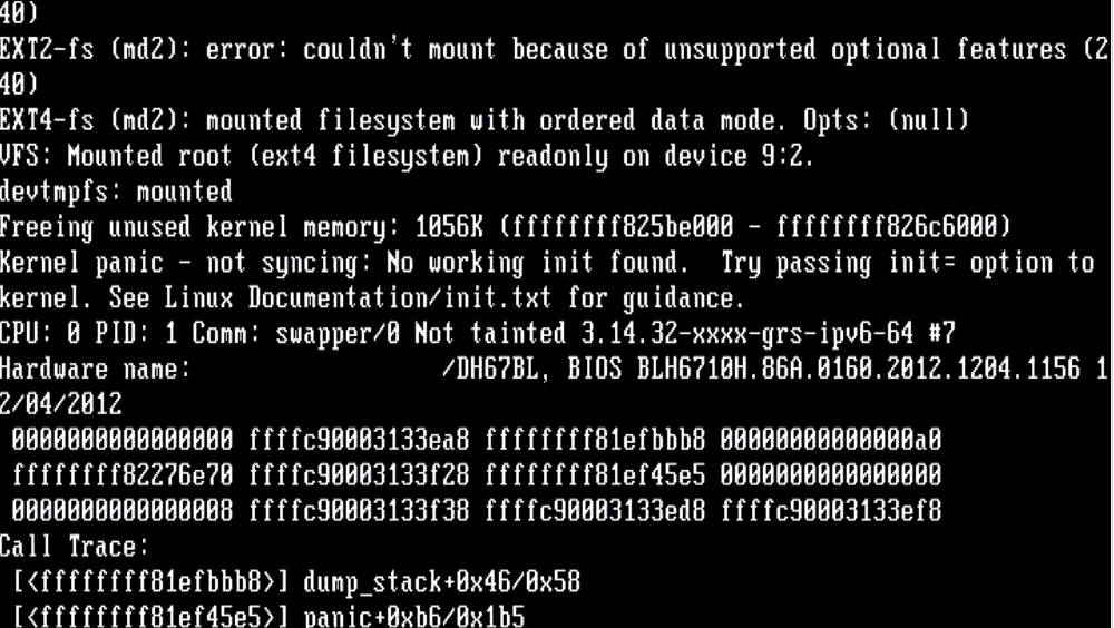 Kernel panic not syncing No working init found.