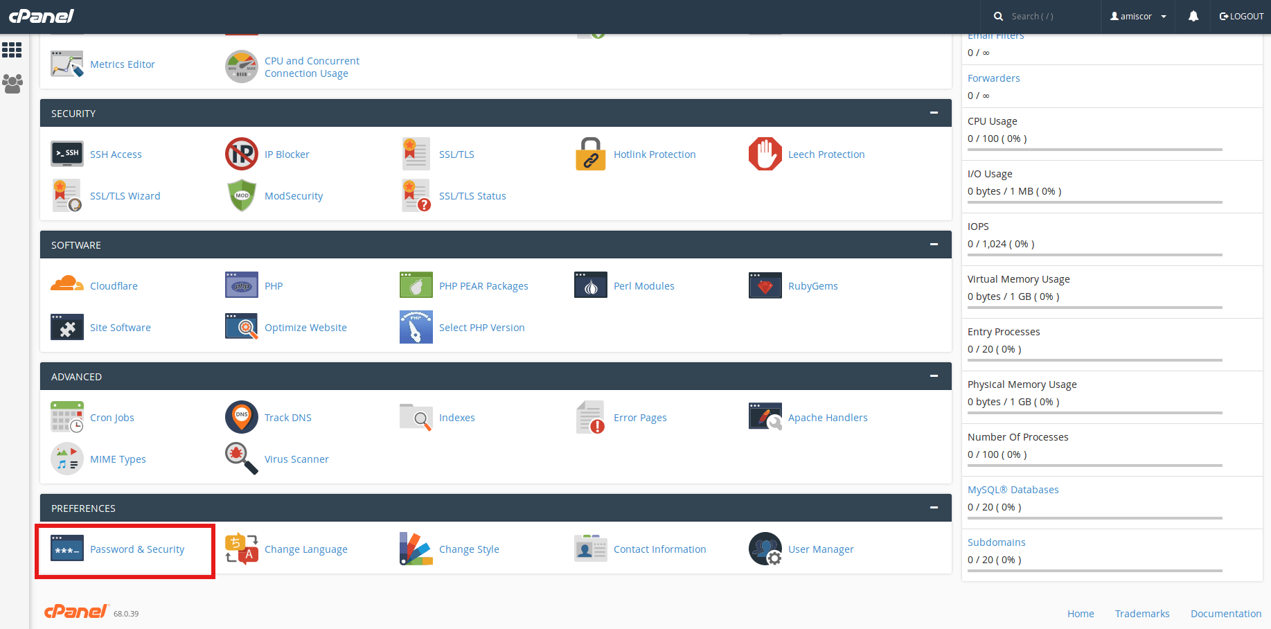 How to Change your cPanel Password