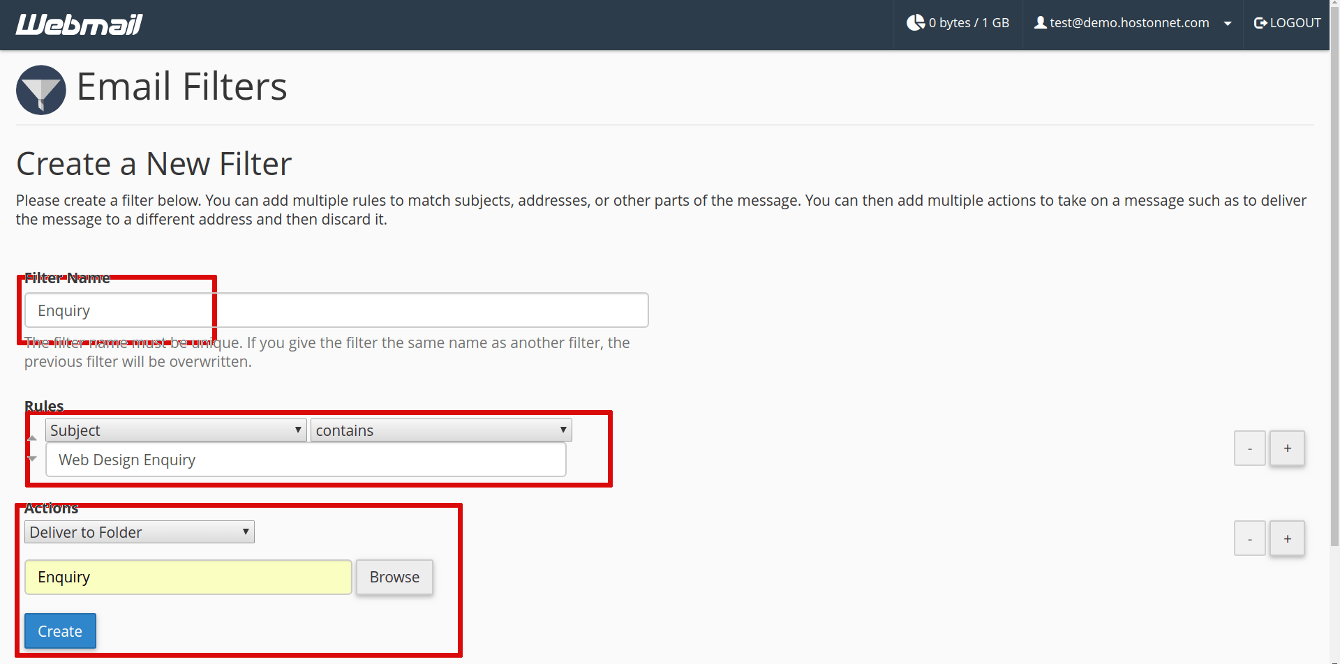 How to create an Email Filter in mail