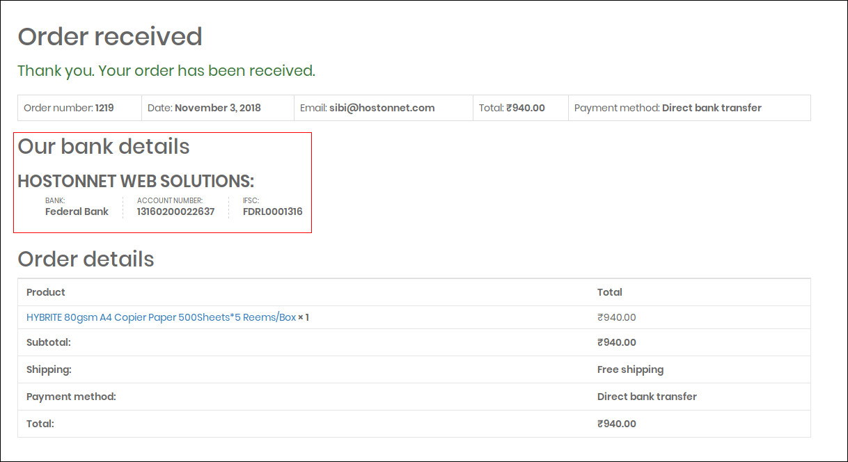 How to enable bank transfer payment in