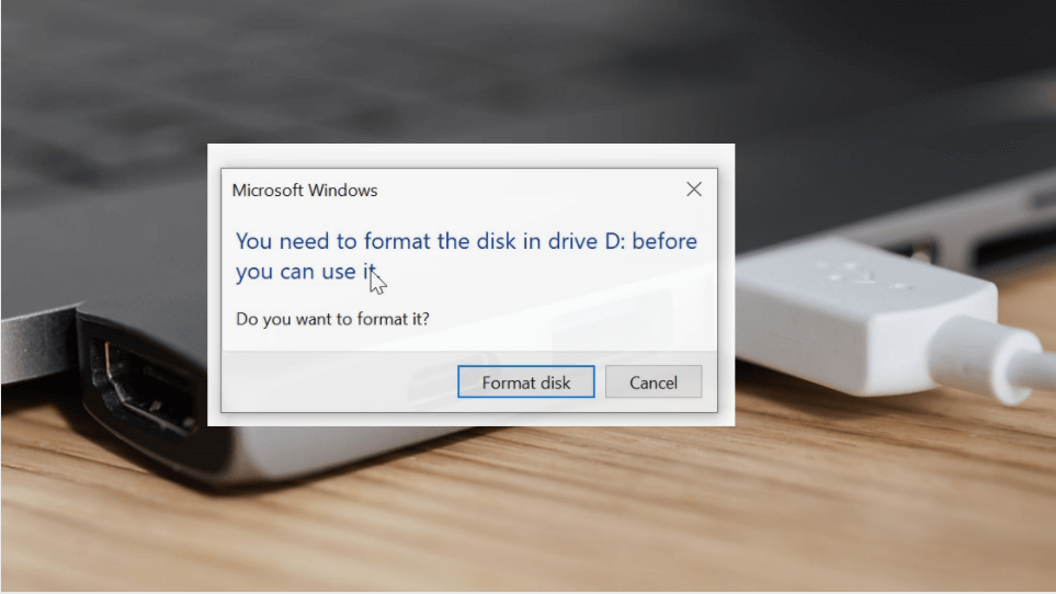 Fix "You need to format the disk in drive before you can use it