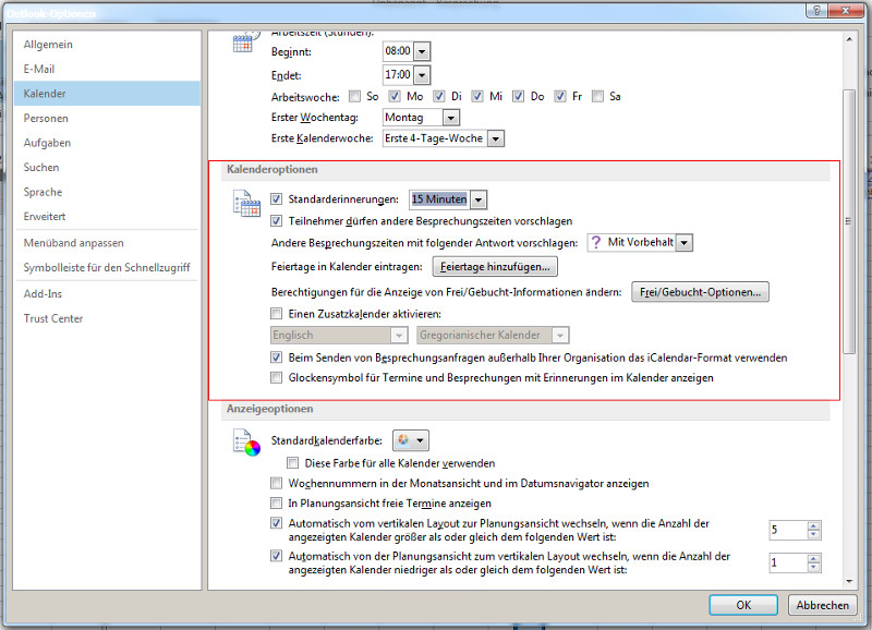 Outlook individuell einrichten