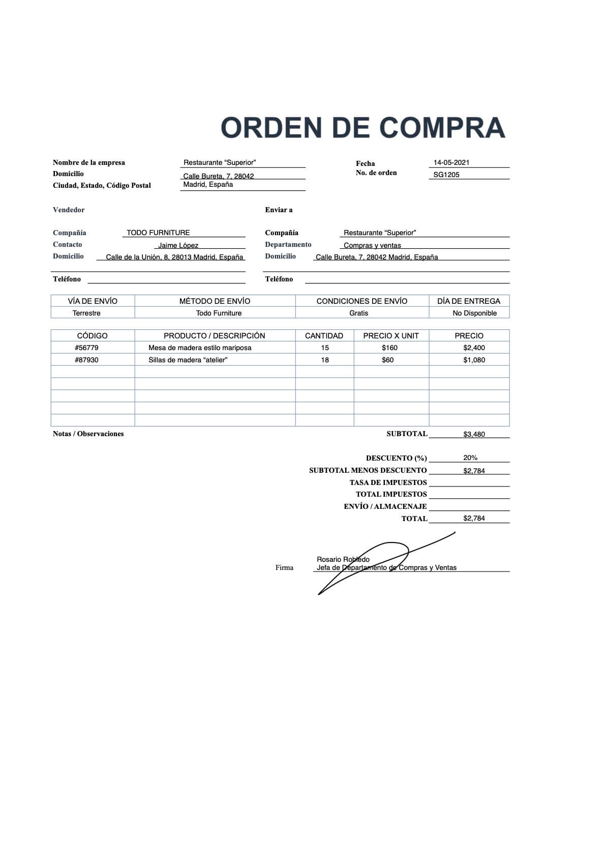 Orden de compra qué es, ejemplos y formato