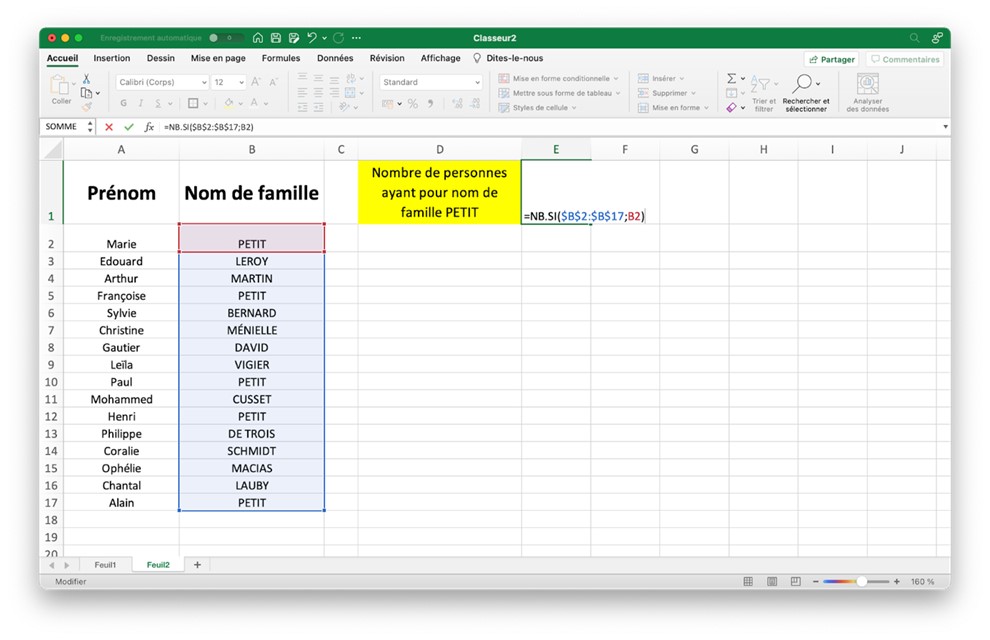 Comment utiliser la fonction NB.SI sur Excel correctement