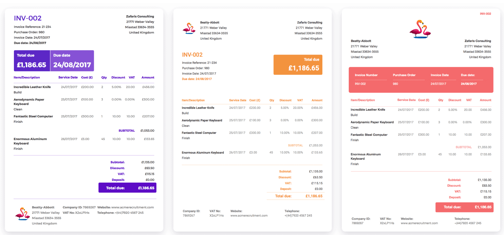 Examples Of Invoices Templates