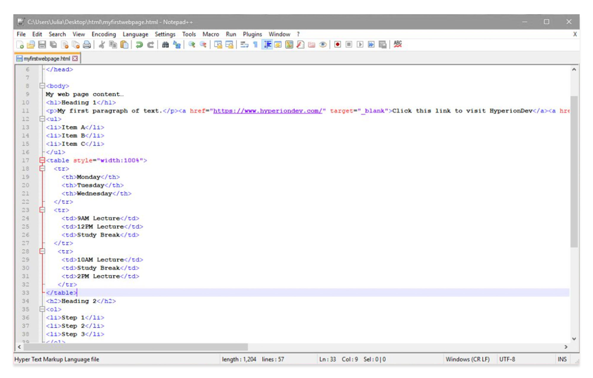 Table and form in html