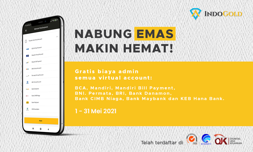 Nabung Emas Bebas Biaya Admin dengan Virtual Payment