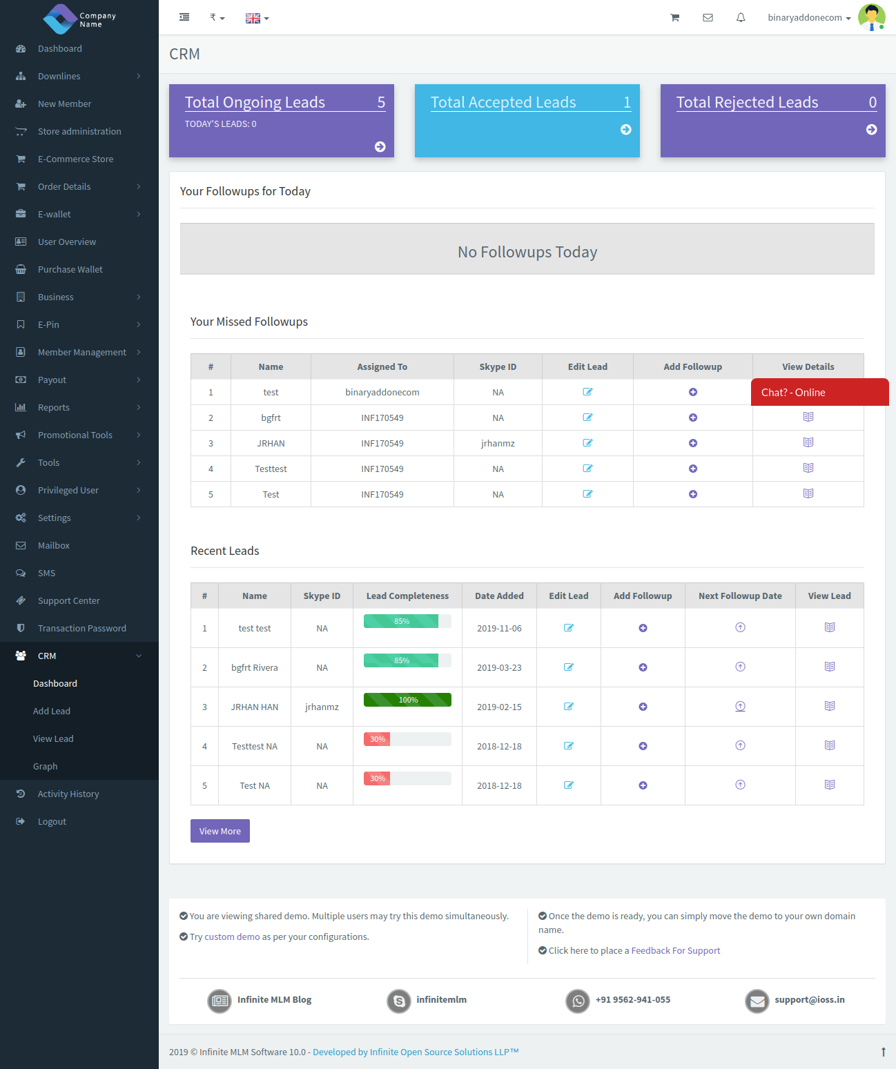 CRM Integrated MLM Software CRM for Network Marketing