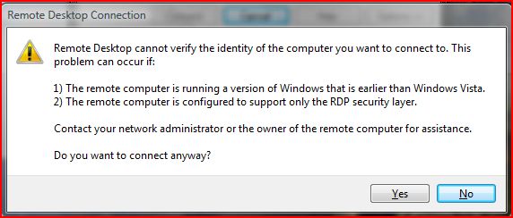 Vista How To Disable the Remote Desktop Warning “Remote Desktop