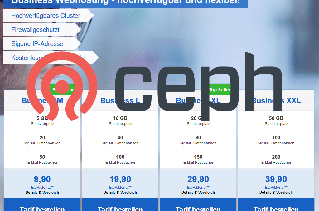 Business Webhosting Ceph Cluster