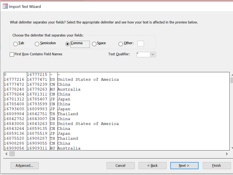 How to import CSV into Microsoft Access database?