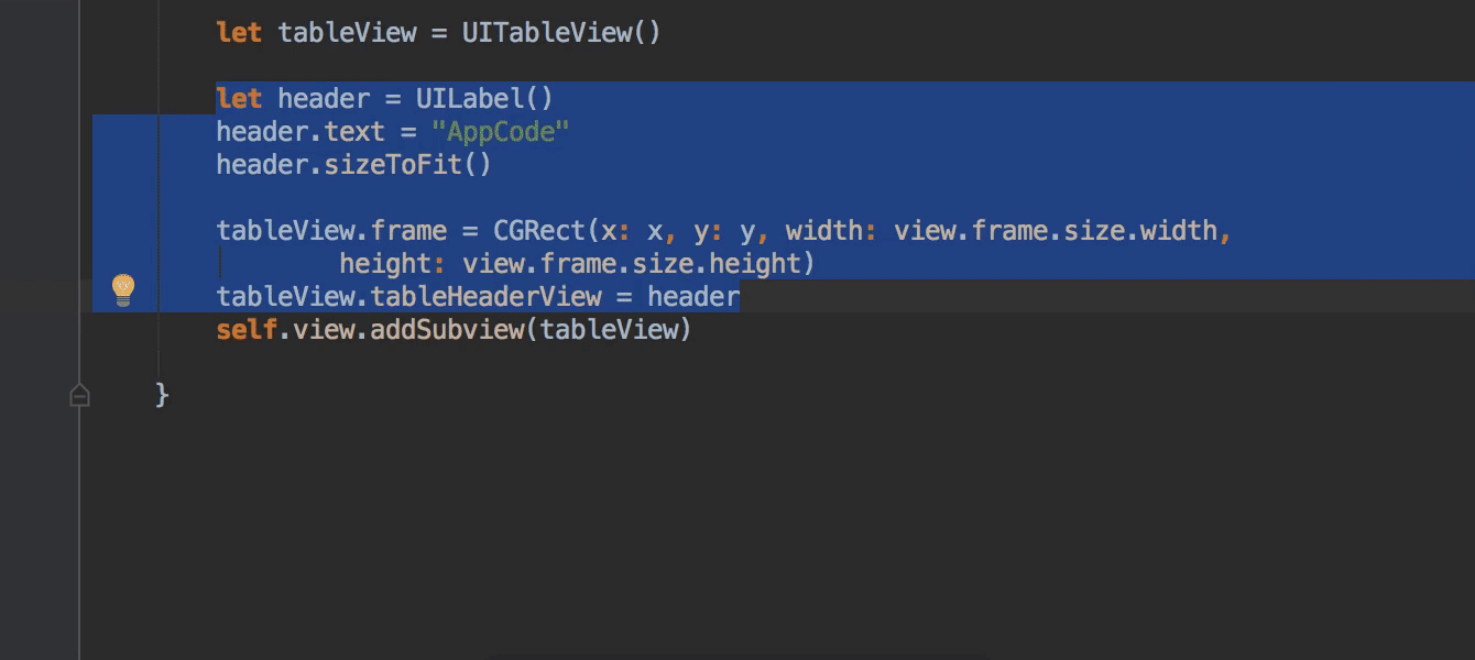 AppCode 2017.2 Extract Method refactoring and override/implement
