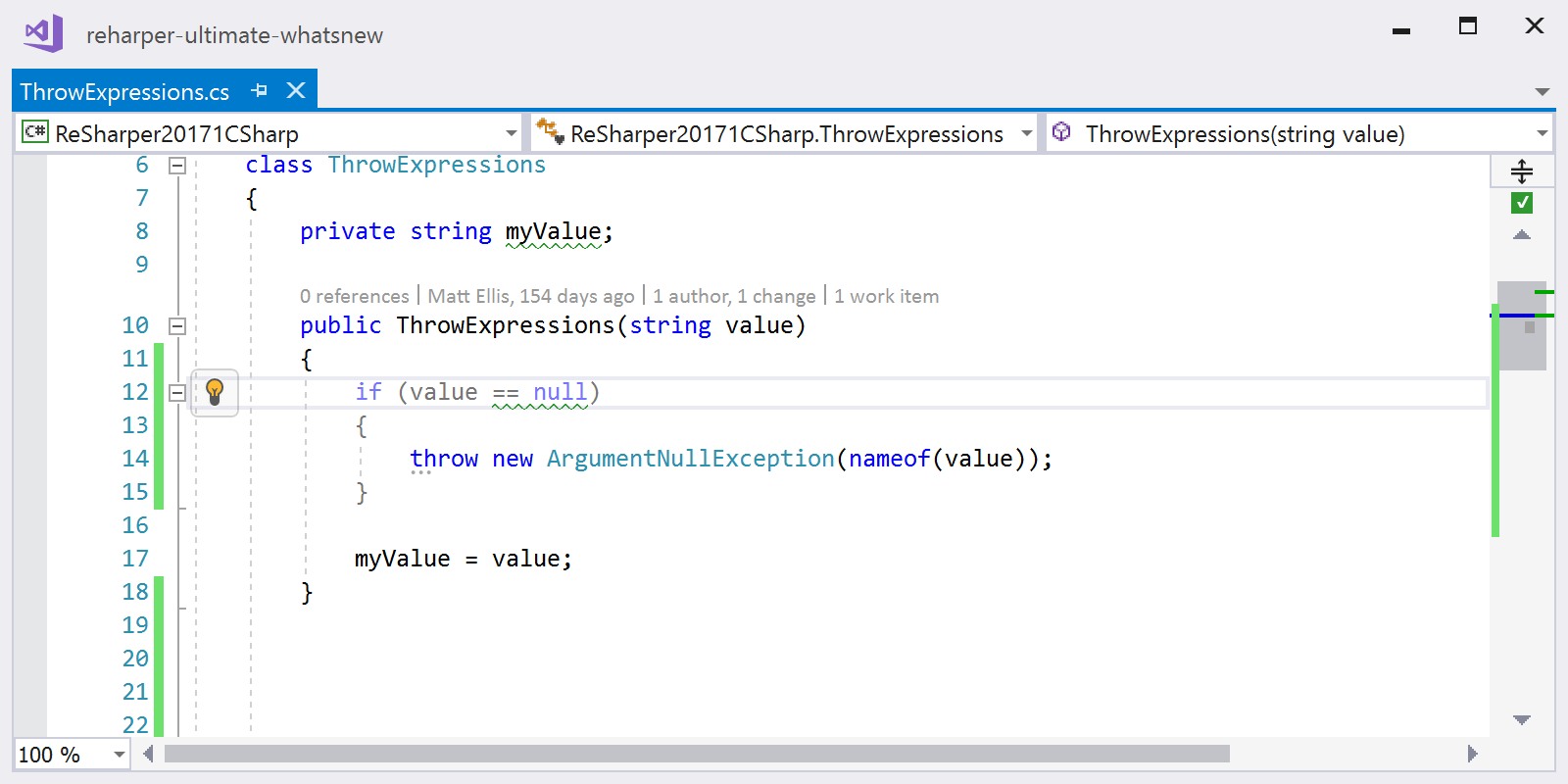C 7.0 and 7.1 support in ReSharper Throw expressions The Tools Blog