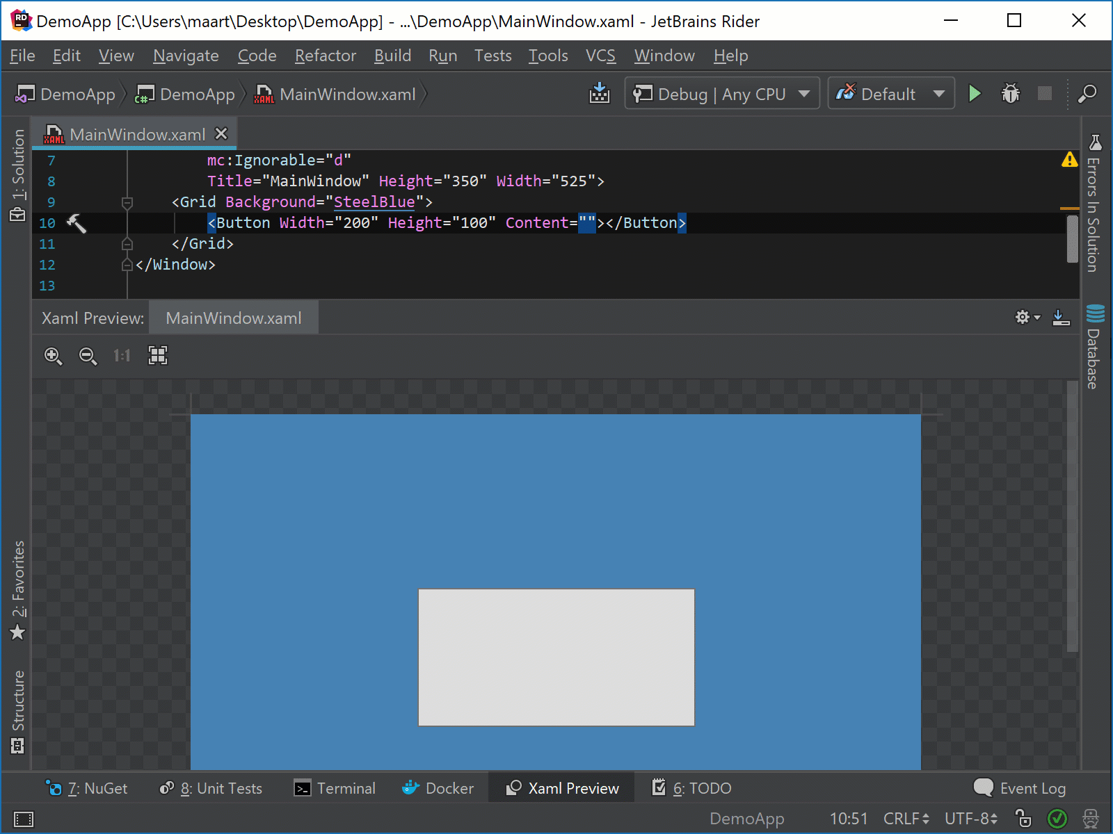 XAML preview tool window for WPF in Rider The Tools Blog