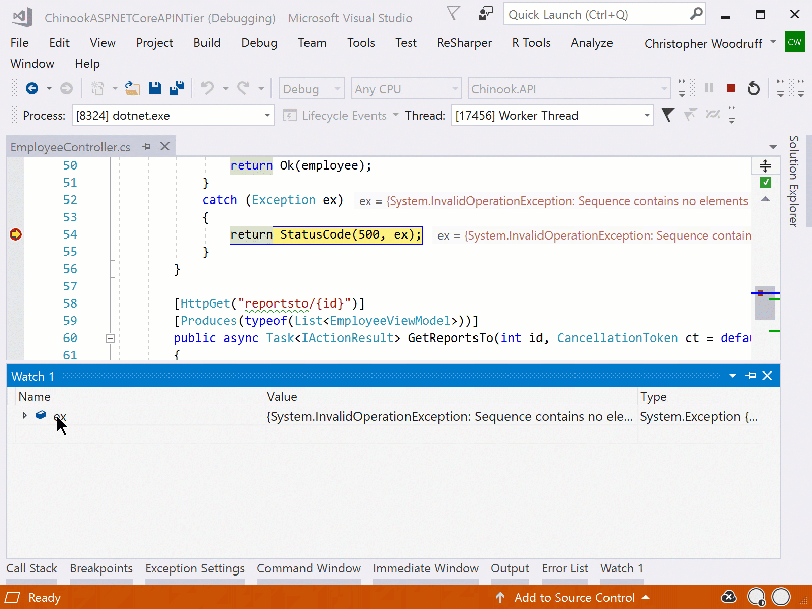 Exploring exception stack traces with ReSharper and Rider The