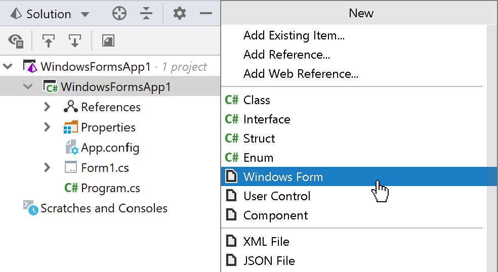 how to create windows form application in c++ visual studio 2019