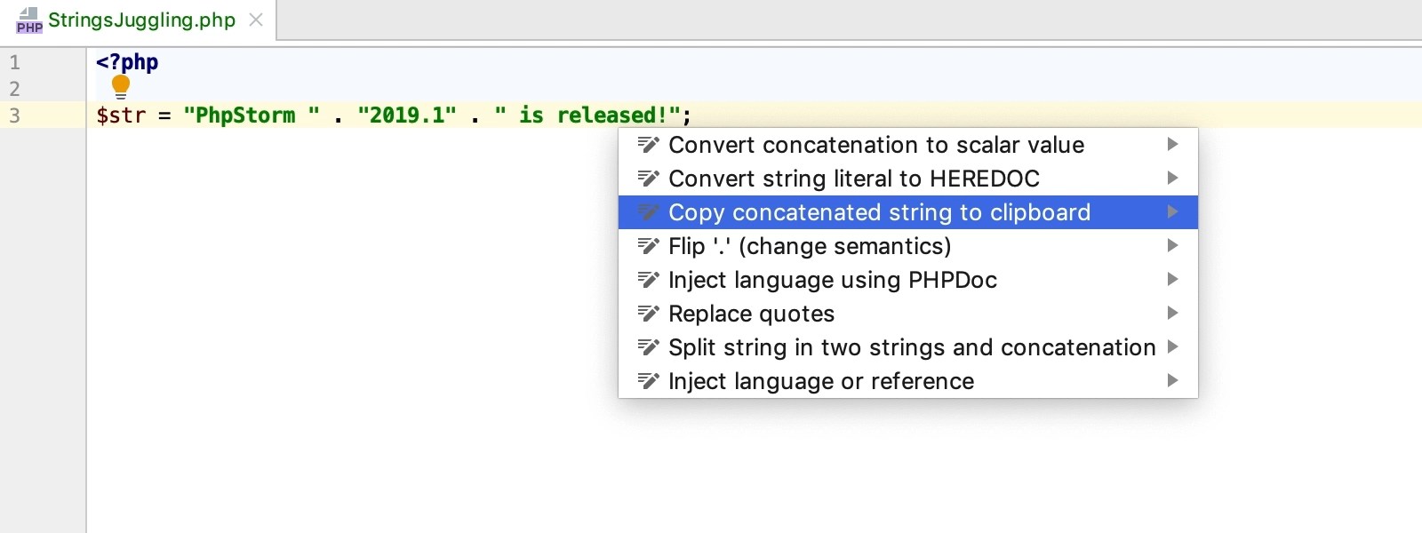 Refactorings, Intentions & QuickFixes in PhpStorm 2019.1 The