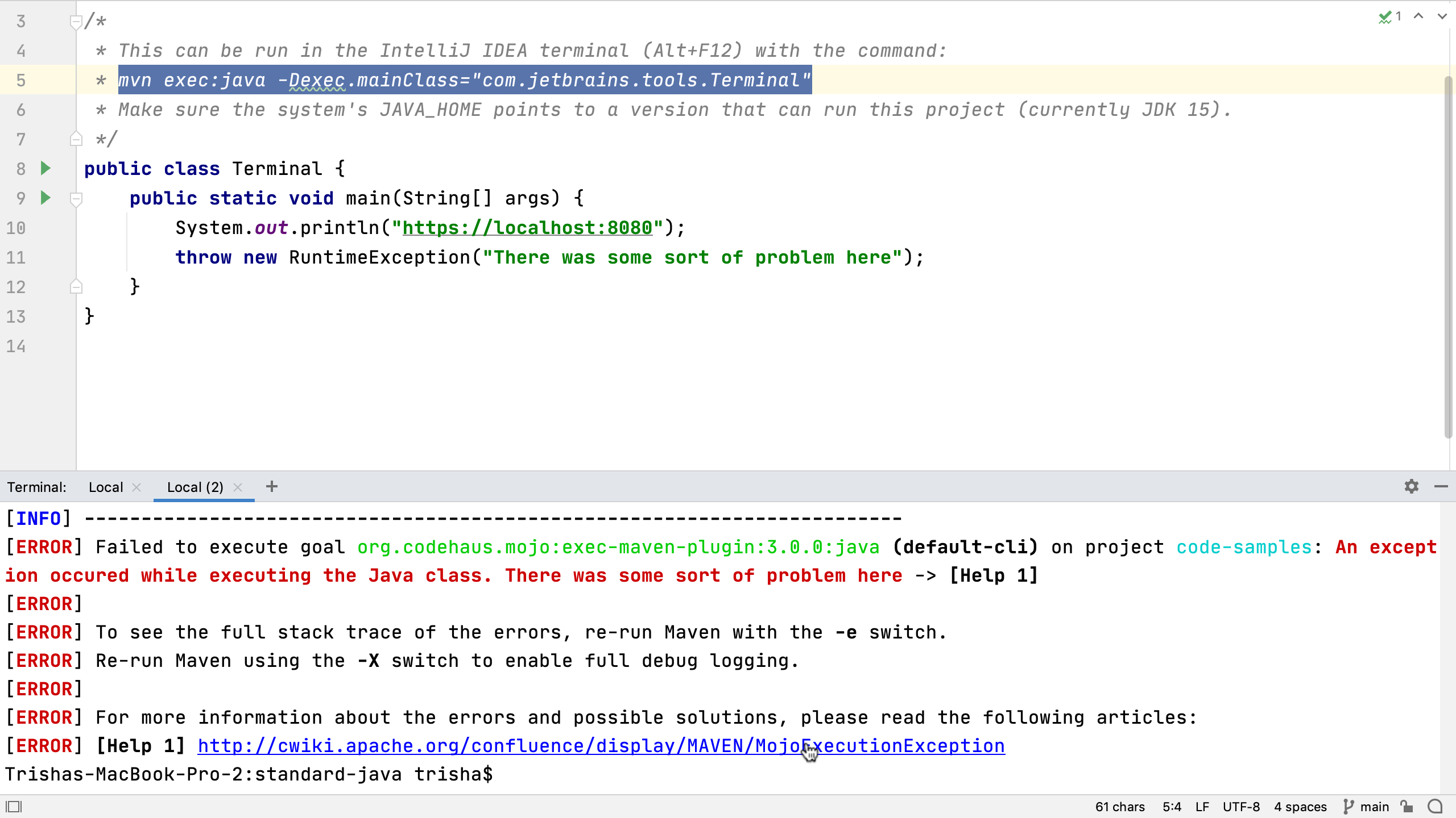 Как открыть терминал intellij idea