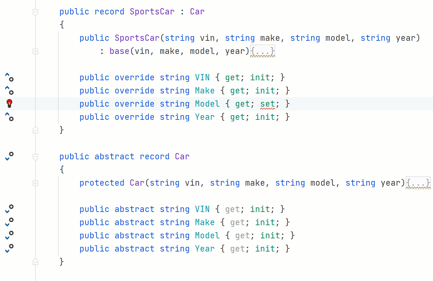 Use C 9 records and initonly properties in ReSharper and Rider 2020.3