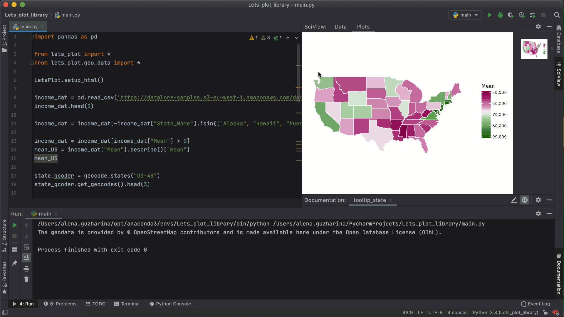 Interactive Visualizations in PyCharm and Datalore Fancy Hints