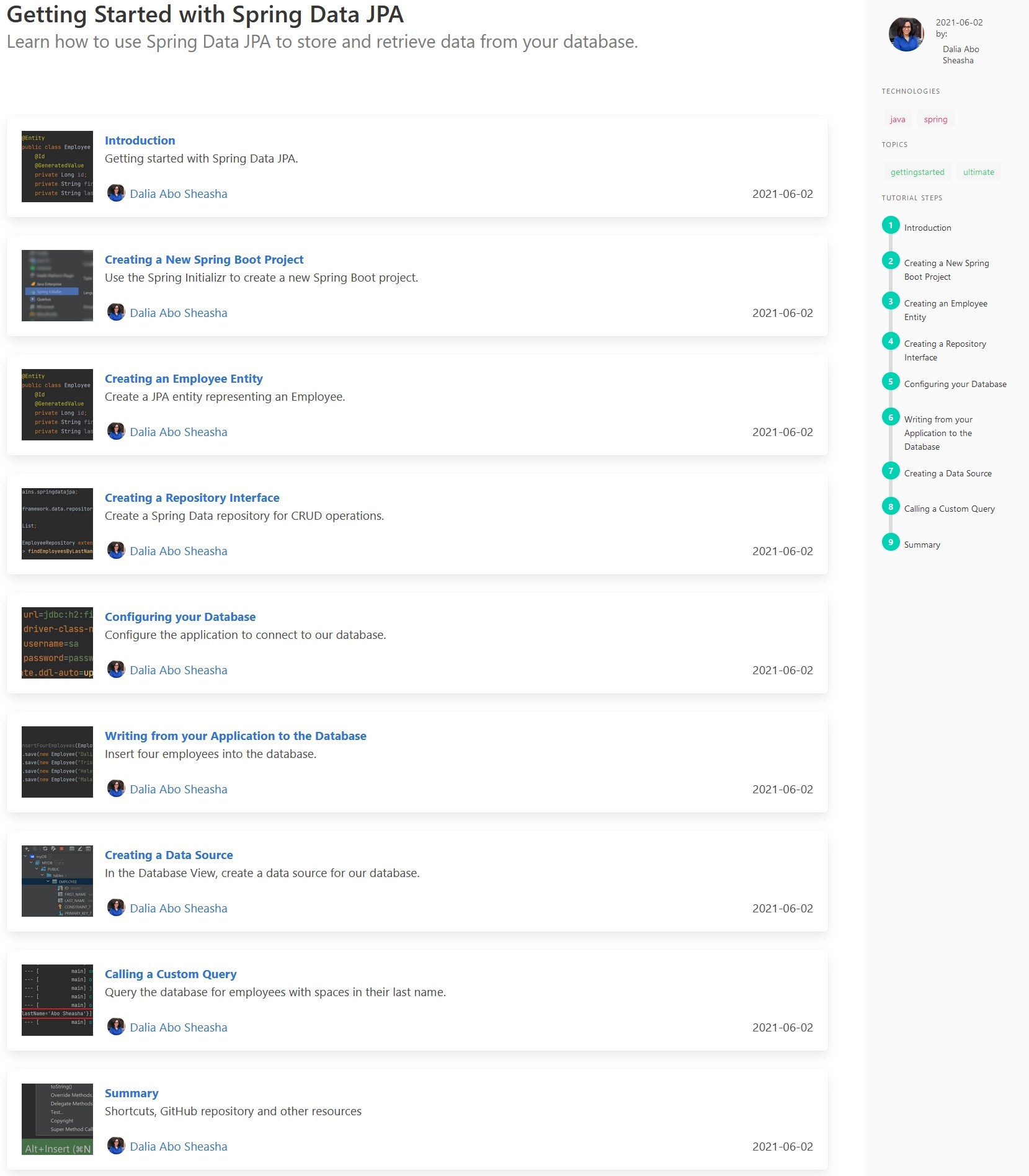New Tutorial Getting Started with Spring Data JPA DevsDay.ru