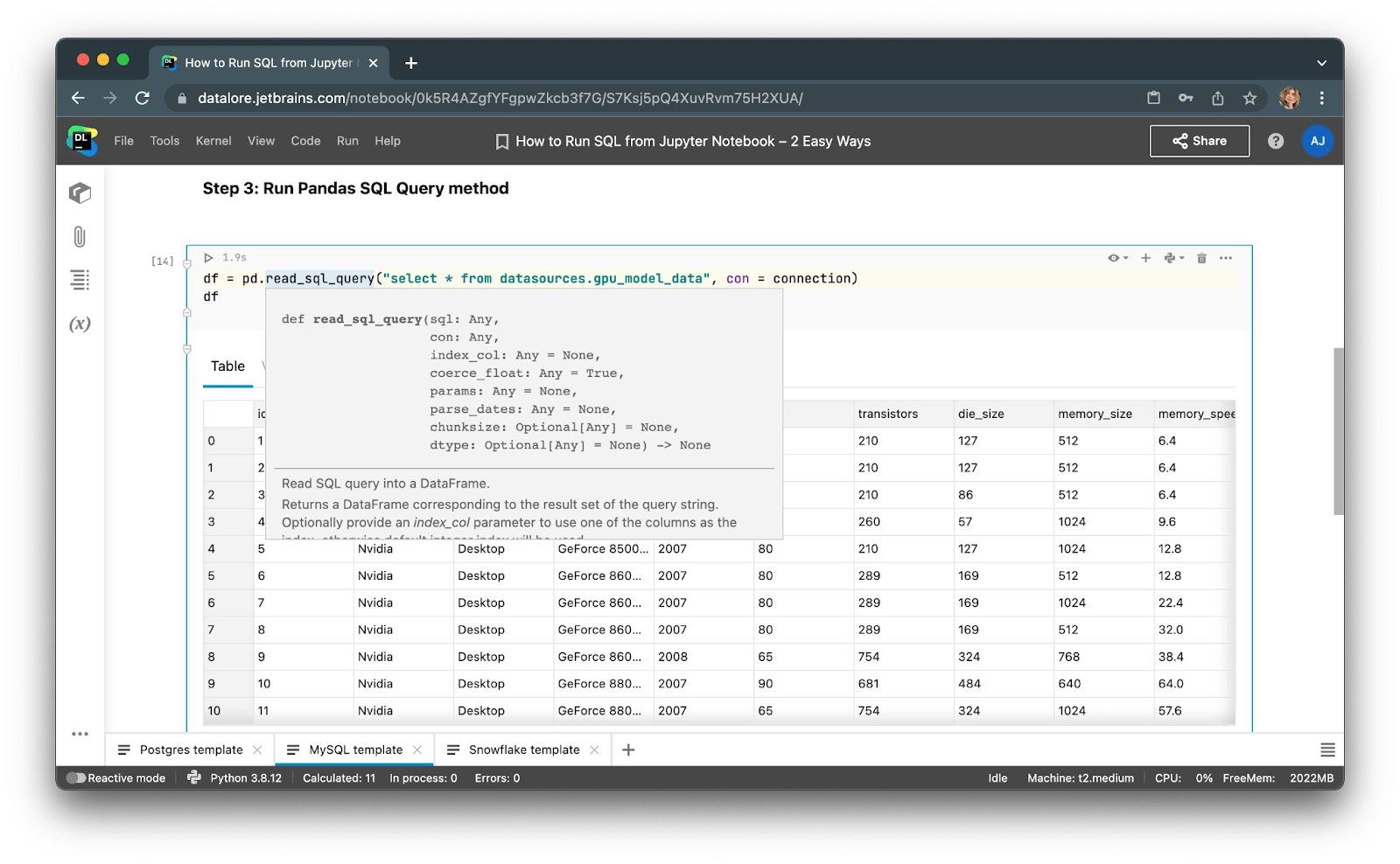How to Run SQL from Jupyter Notebook Two Easy Ways The JetBrains