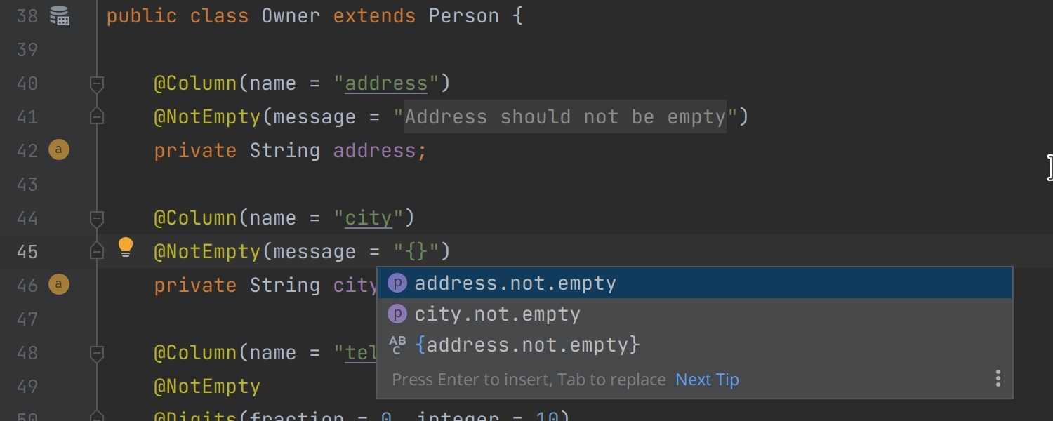 IntelliJ IDEA 2022.2 EAP 2 Improved Support for Bean Validation