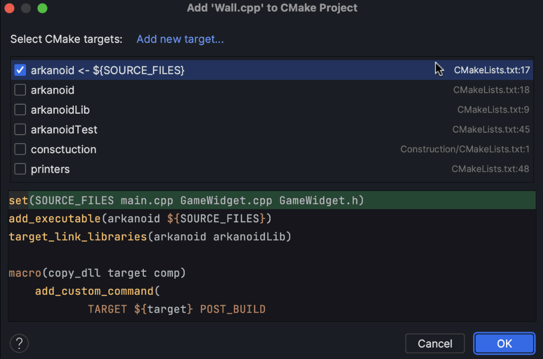 CLion 2023.2 EAP2 New CMake Targets for New Files The CLion Blog