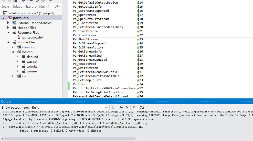 VS编译PortAudio 剑痴乎