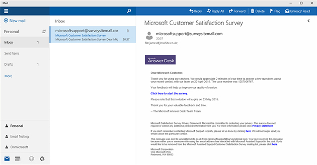An email developer's first look at the Outlook Mail app in Windows 10
