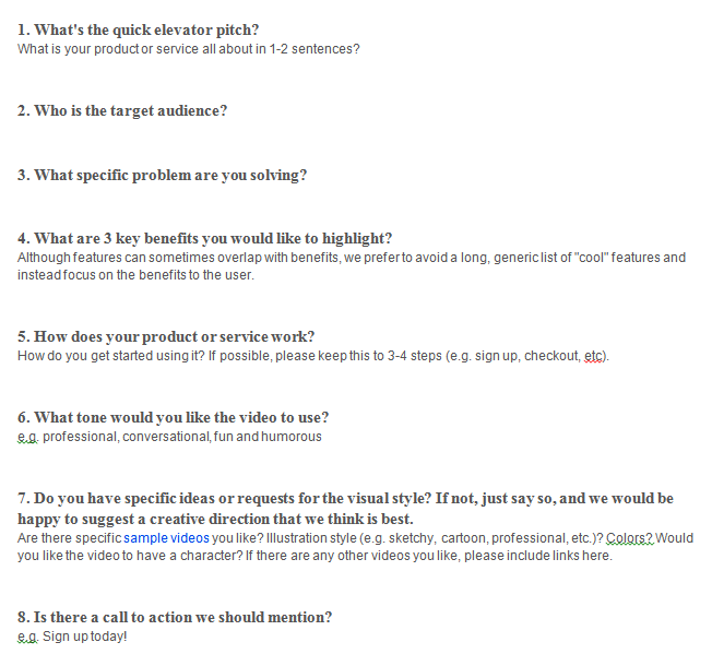 Product video script example
