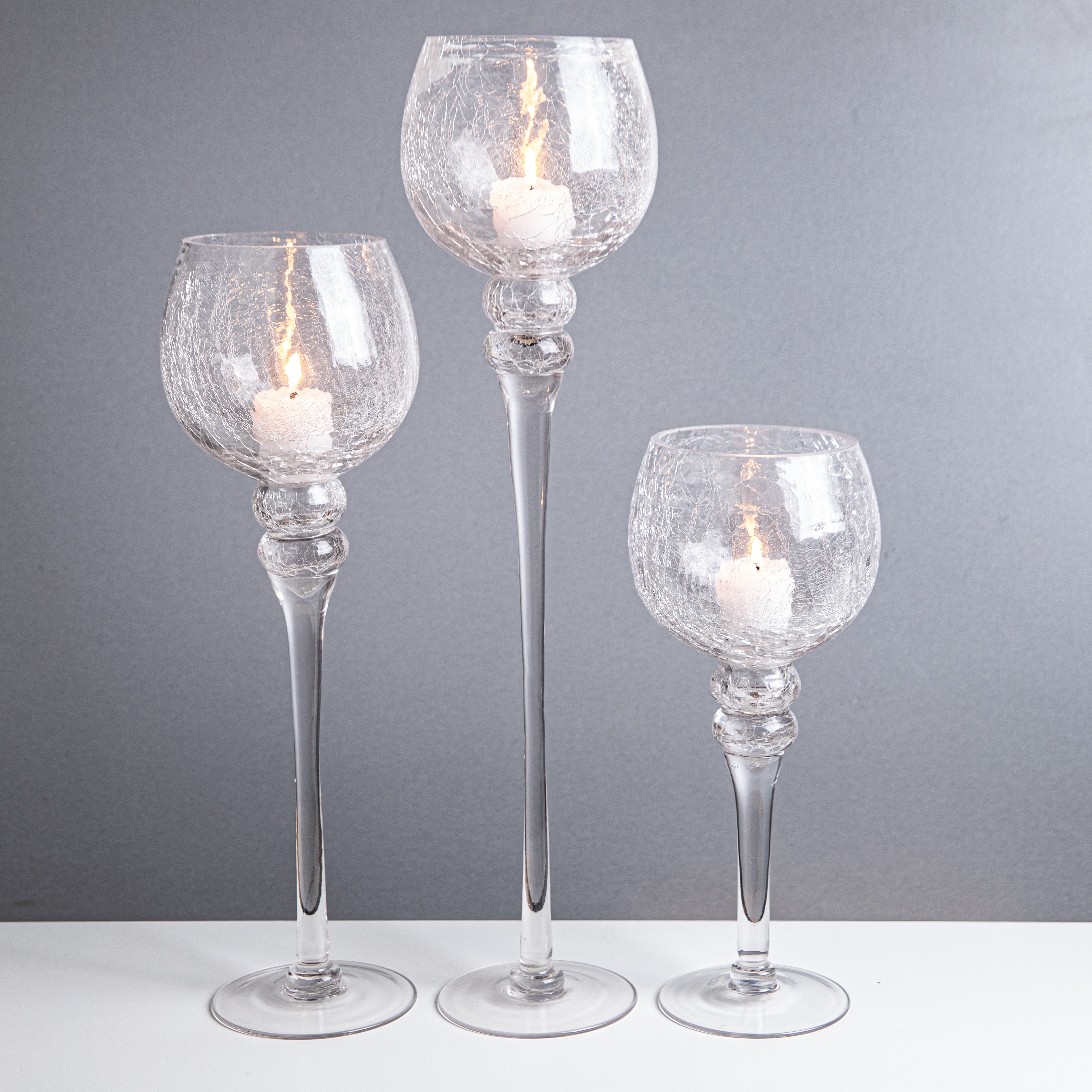 3 piece glass candle holder set hot