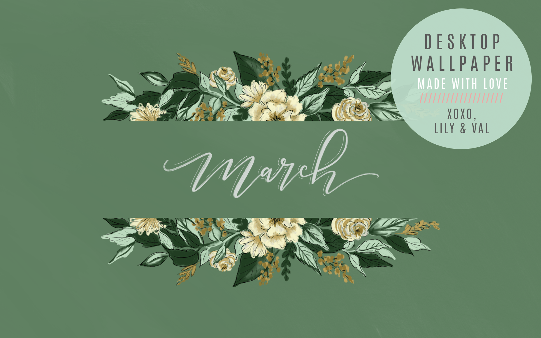 March's Green Floral FREE Desktop Wallpaper Download Lily & Val Living
