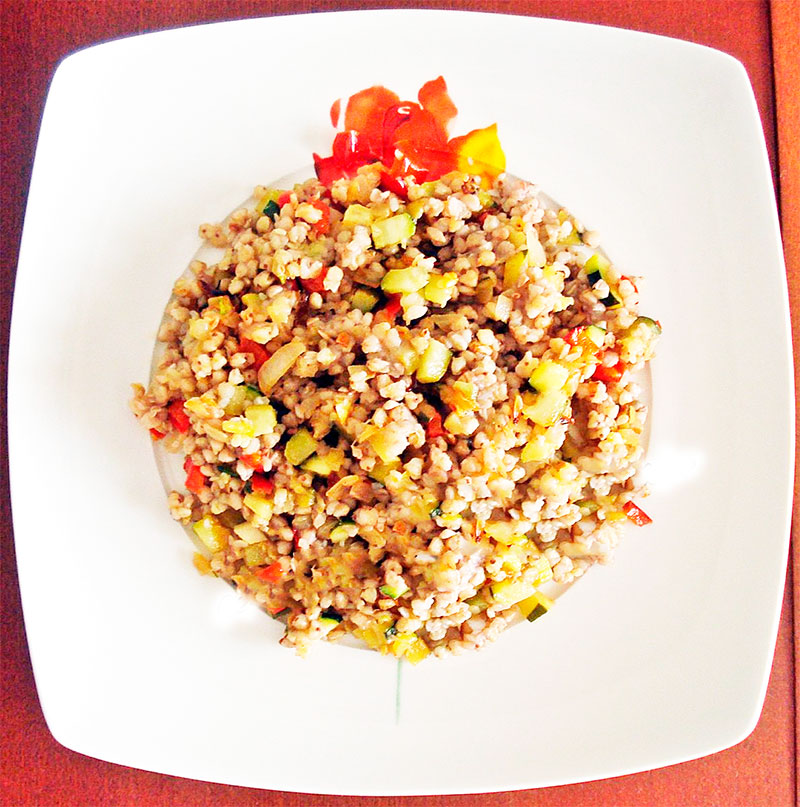 Trigo sarraceno Salteado con verduras y aceite de coco