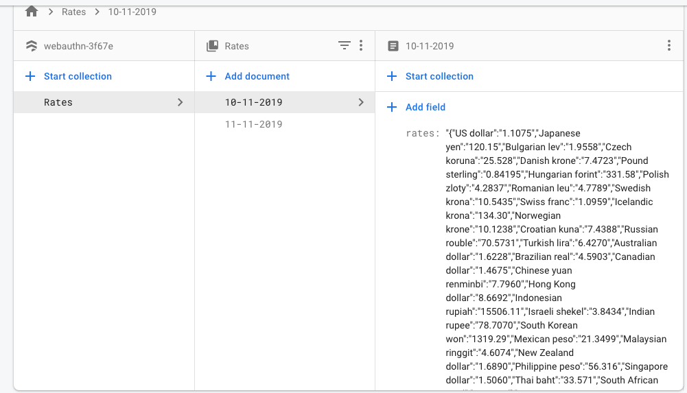 firebase display of data
