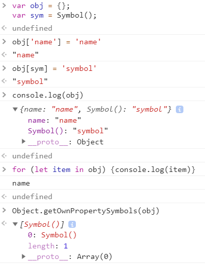 Array of Symbol Properties in an Object