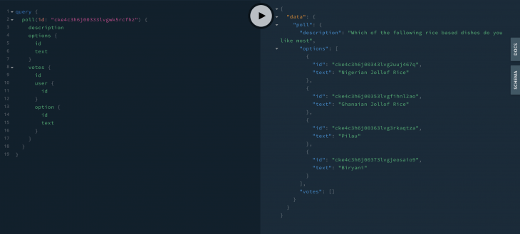 answers to poll questions in graphql playground