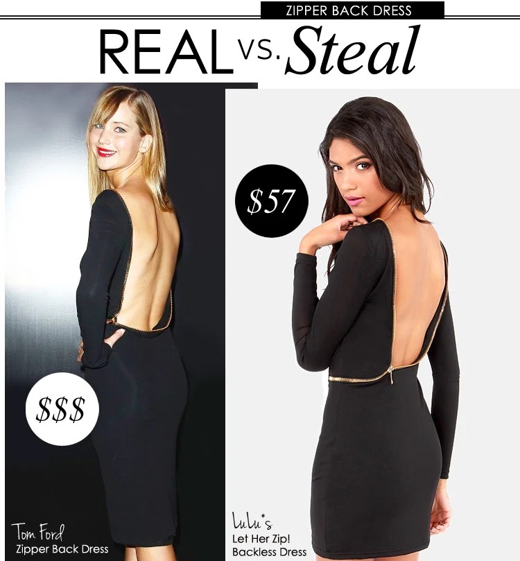Real vs. Steal Tom Ford Black Zipper Back Dress Fashion Blog