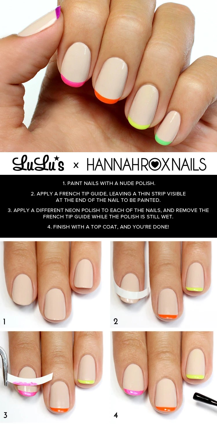 Mani Monday Nude and Neon French Tips Nail Tutorial
